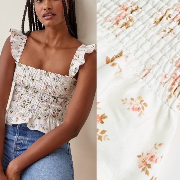 Reformation Tops - REFORMATION Floral Smock Ruffle Top NWT